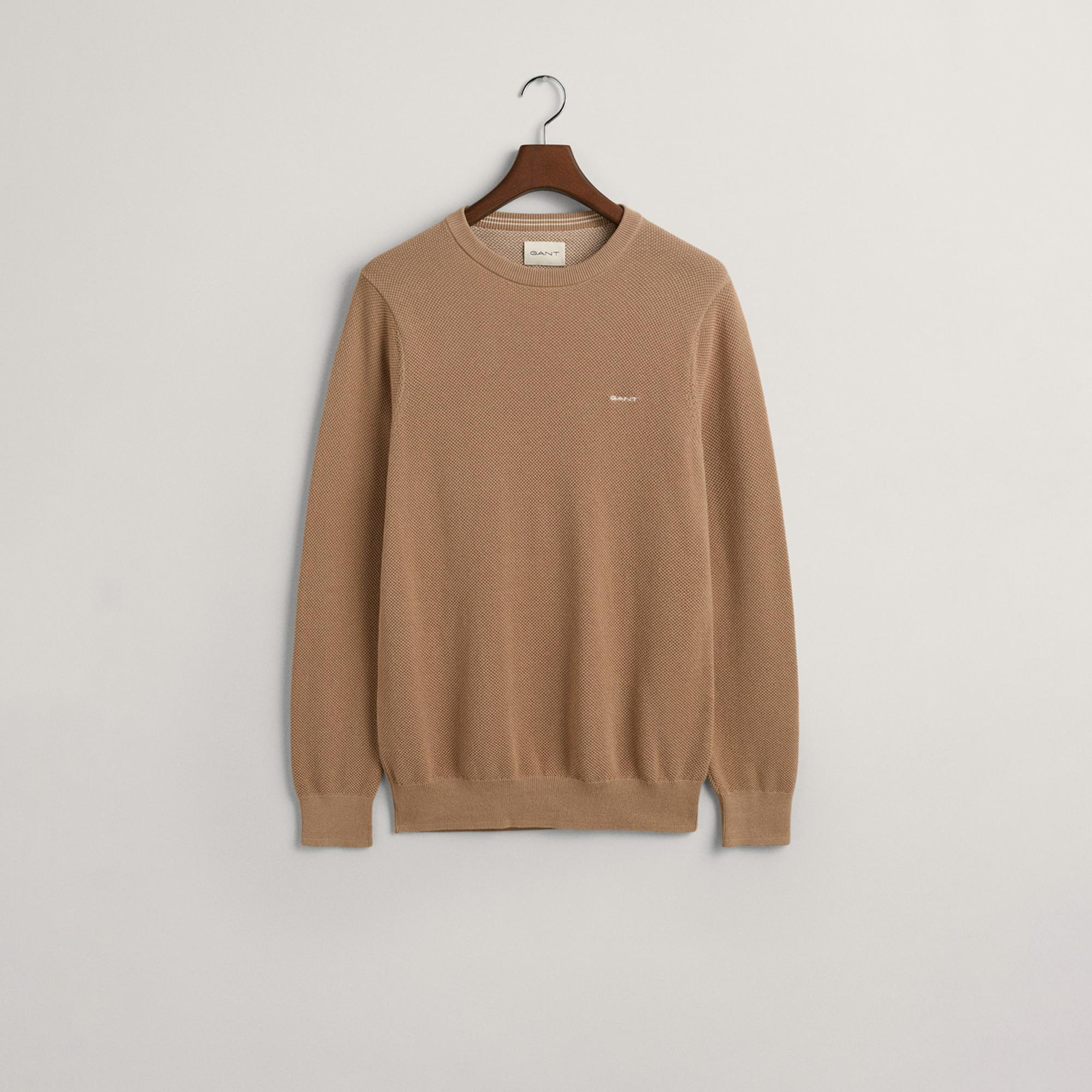 GANT Erkek Bej Regular Fit Bisiklet Yaka Kazak