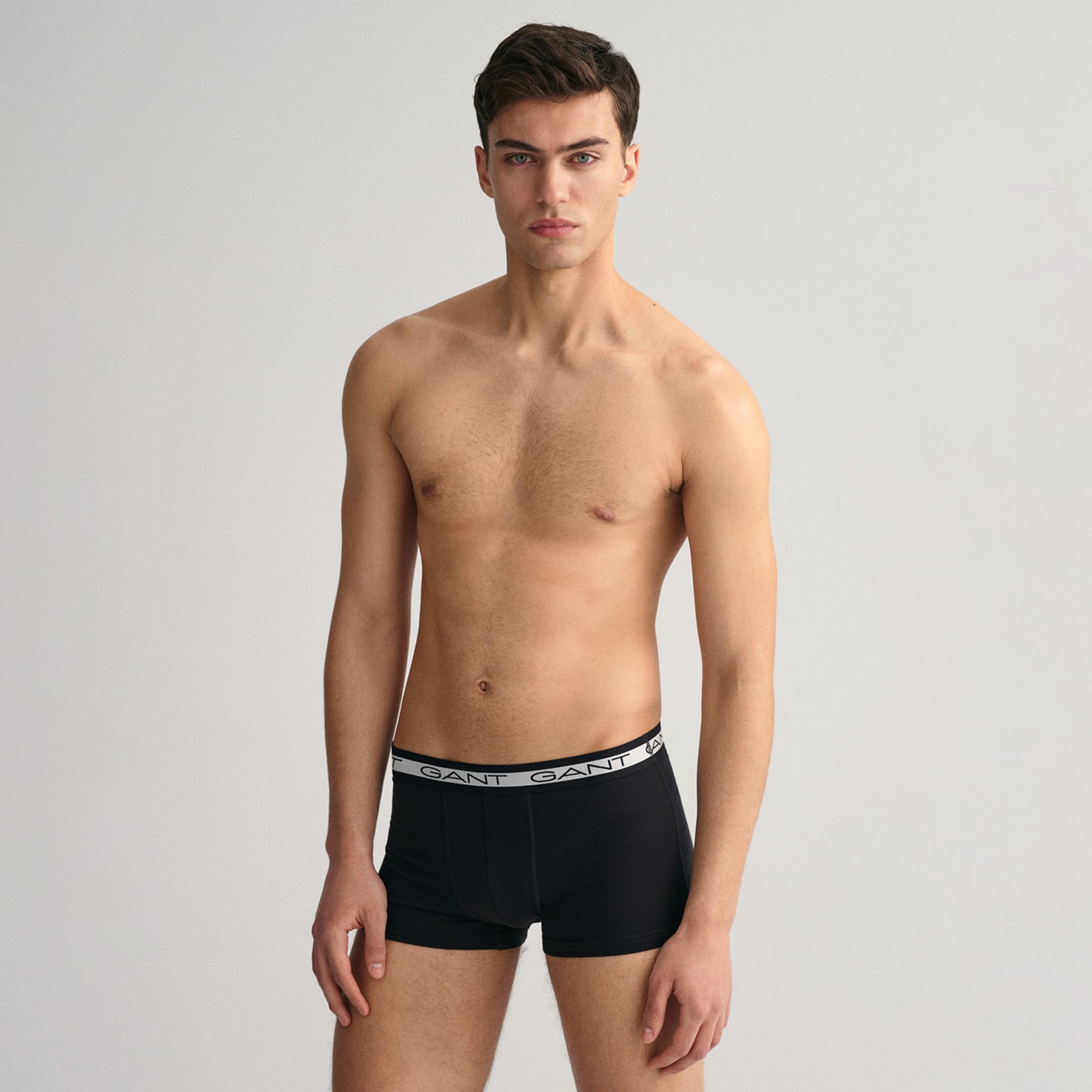 GANT Erkek Siyah Slim Fit Logolu 3'lü Boxer
