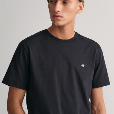  GANT Erkek Siyah Regular Fit Bisiklet Yaka T-Shirt