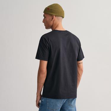  GANT Erkek Siyah Regular Fit Bisiklet Yaka T-Shirt