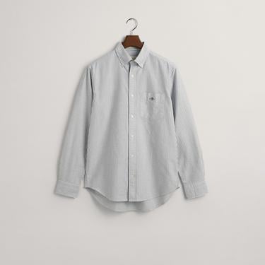  GANT Erkek Mavi Regular Fit Düğmeli Yaka Çizgili Oxford Gömlek