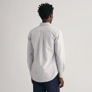  GANT Erkek Mavi Regular Fit Düğmeli Yaka Çizgili Oxford Gömlek