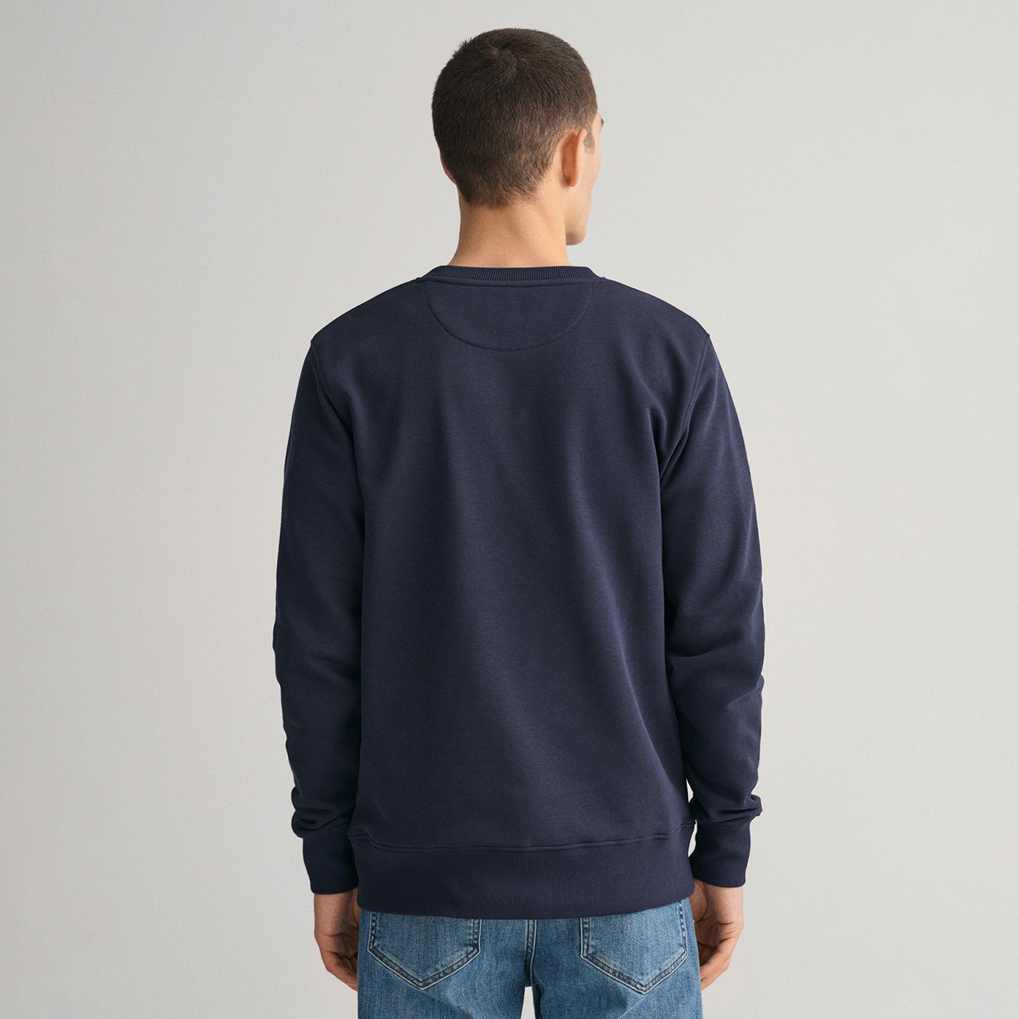Gant Erkek Lacivert Regular Fit Bisiklet Yaka Sweatshirt
