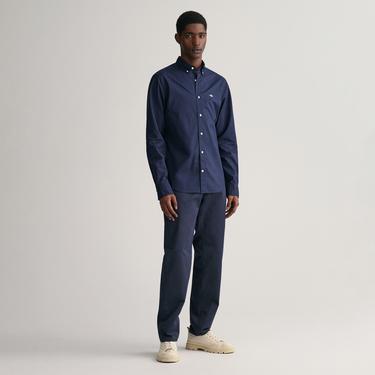  GANT Erkek Lacivert Slim Fit Düğmeli Yaka Broadcloth Gömlek