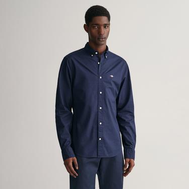  GANT Erkek Lacivert Slim Fit Düğmeli Yaka Broadcloth Gömlek
