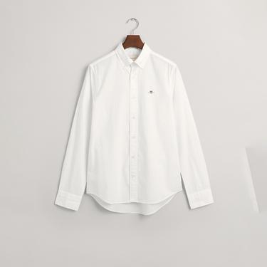  GANT Erkek Beyaz Slim Fit Düğmeli Yaka Broadcloth Gömlek