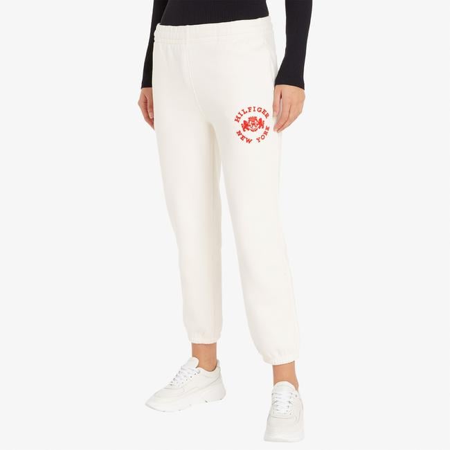  Tommy Hilfiger Varsity Flock Sweatpant Kadın Beyaz Eşofman Altı