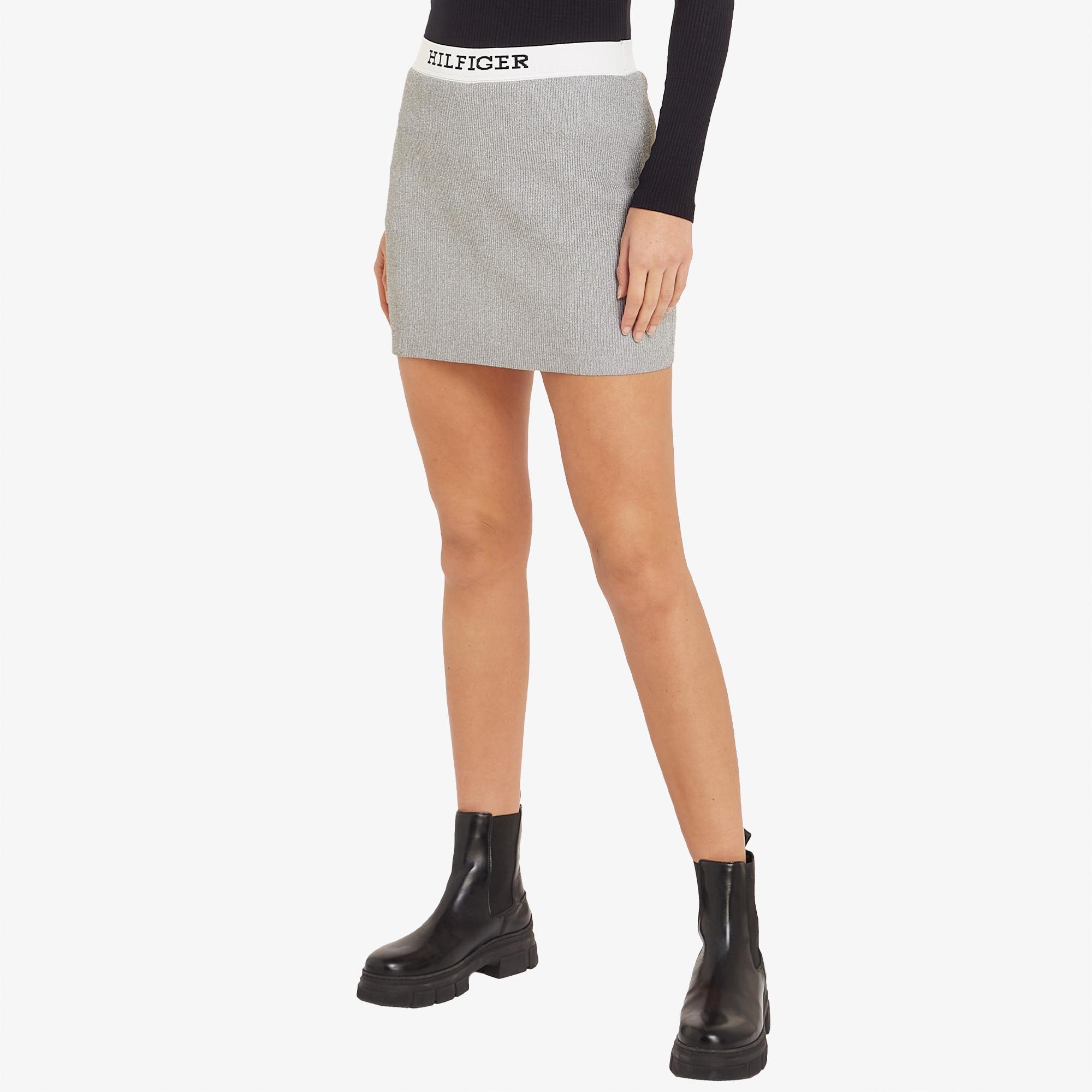 Tommy Hilfiger Lurex Kadın Gri Etek