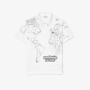  Erkek Classic Fit Baskılı Beyaz Polo