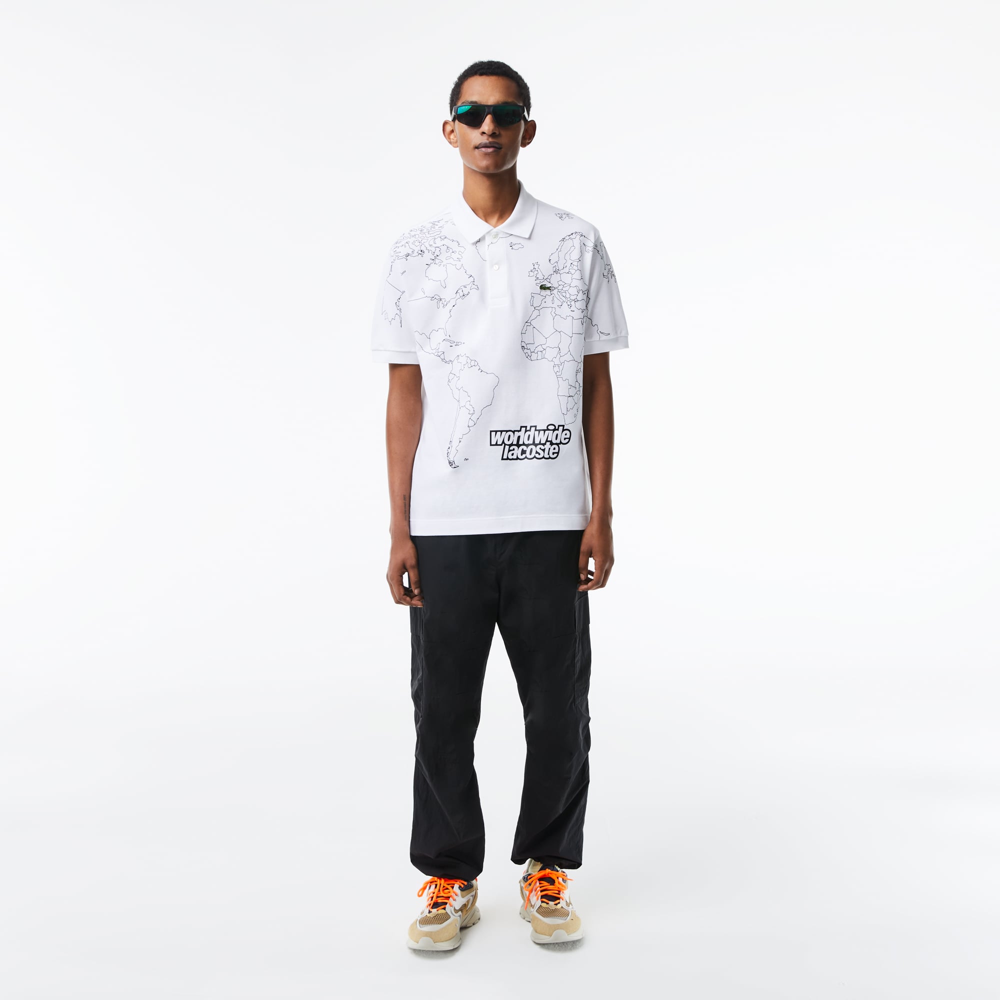  Erkek Classic Fit Baskılı Beyaz Polo