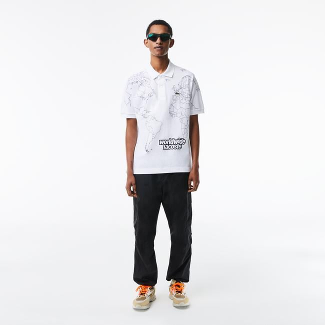  Erkek Classic Fit Baskılı Beyaz Polo