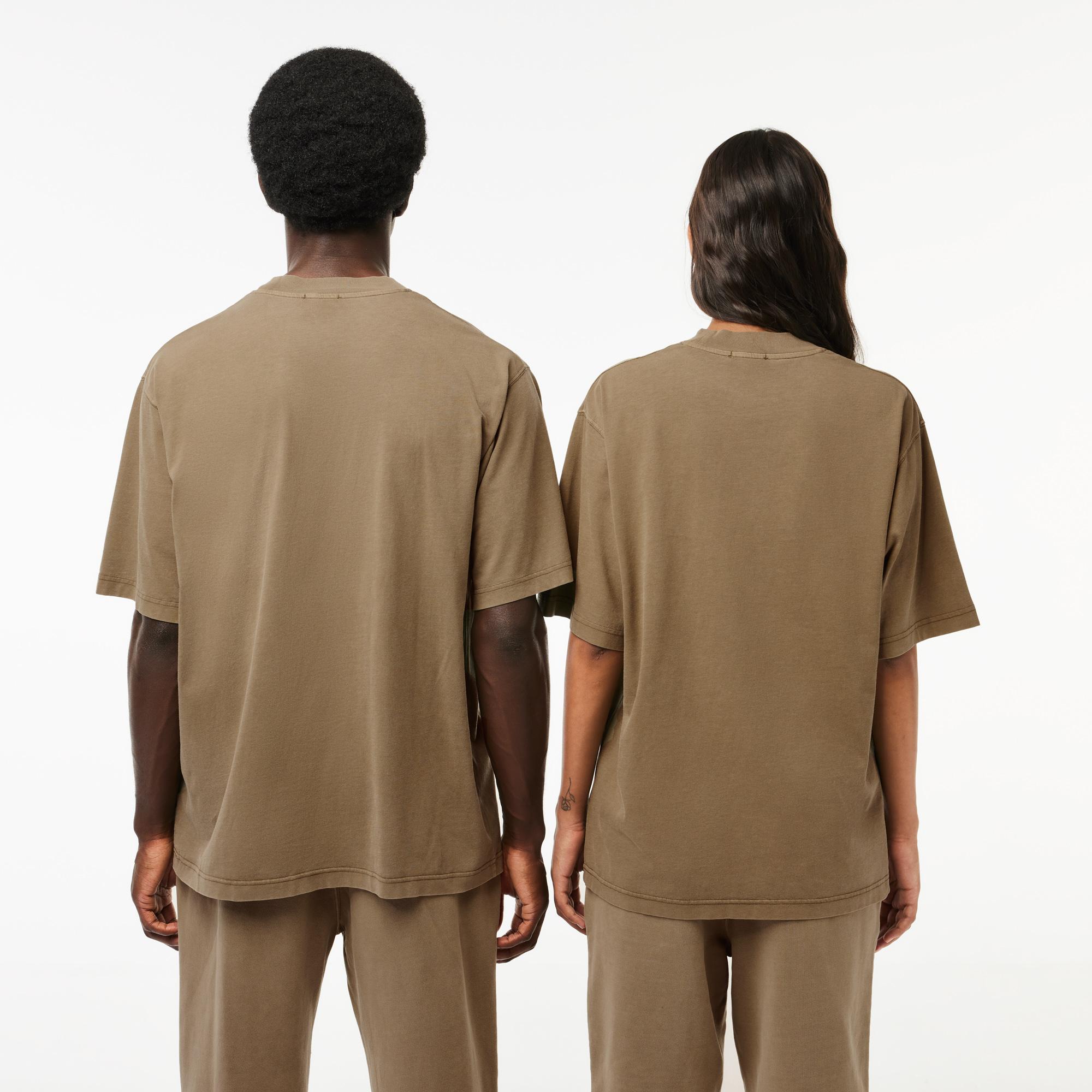 Neo Heritage Unisex Loose Fit Bisiklet Yaka Baskılı Haki T-Shirt