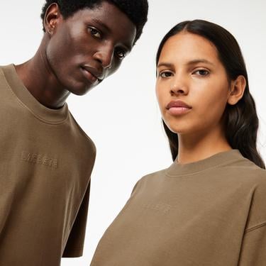  Neo Heritage Unisex Loose Fit Bisiklet Yaka Baskılı Haki T-Shirt