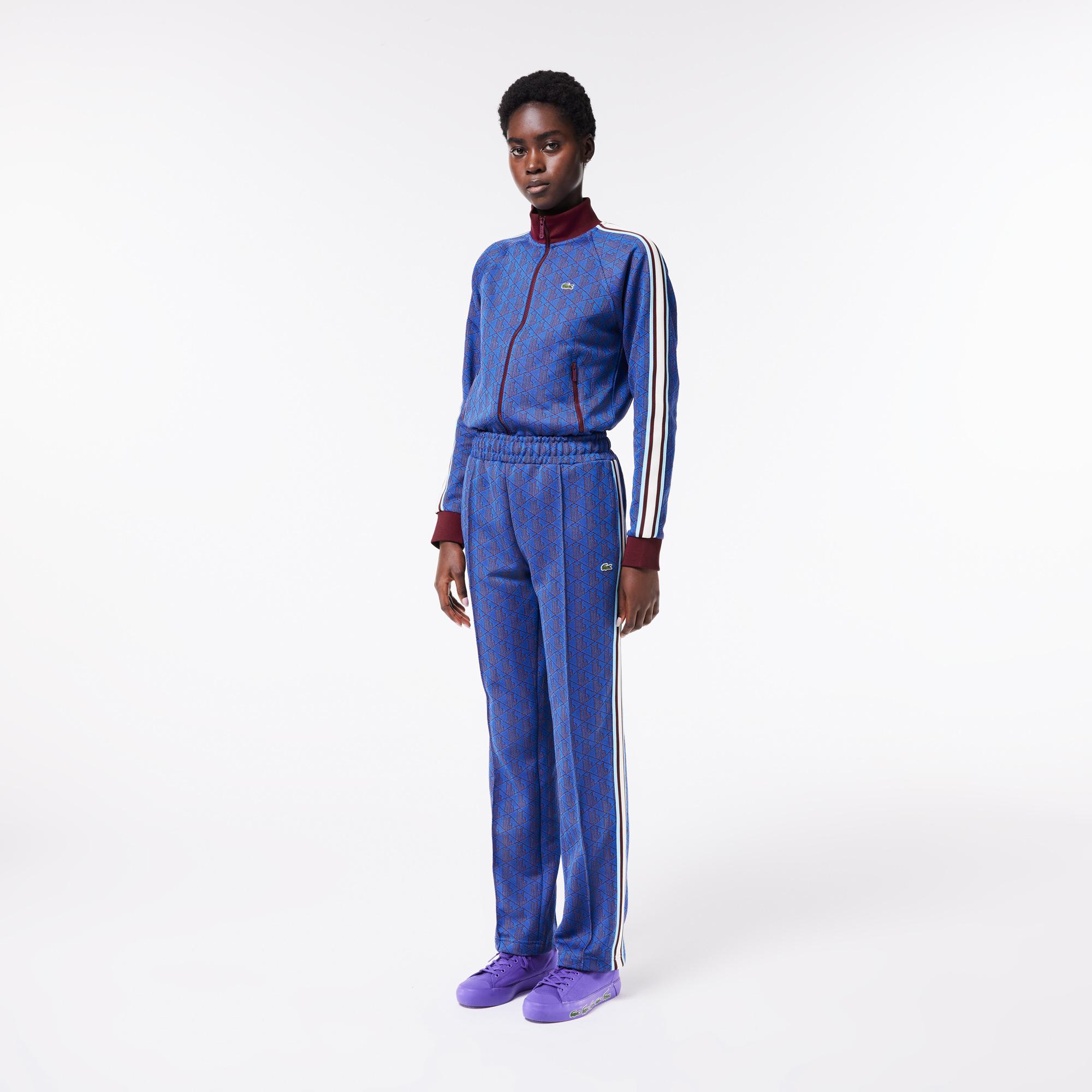 Kadın Straight Fit Monogram Mavi Eşofman Altı