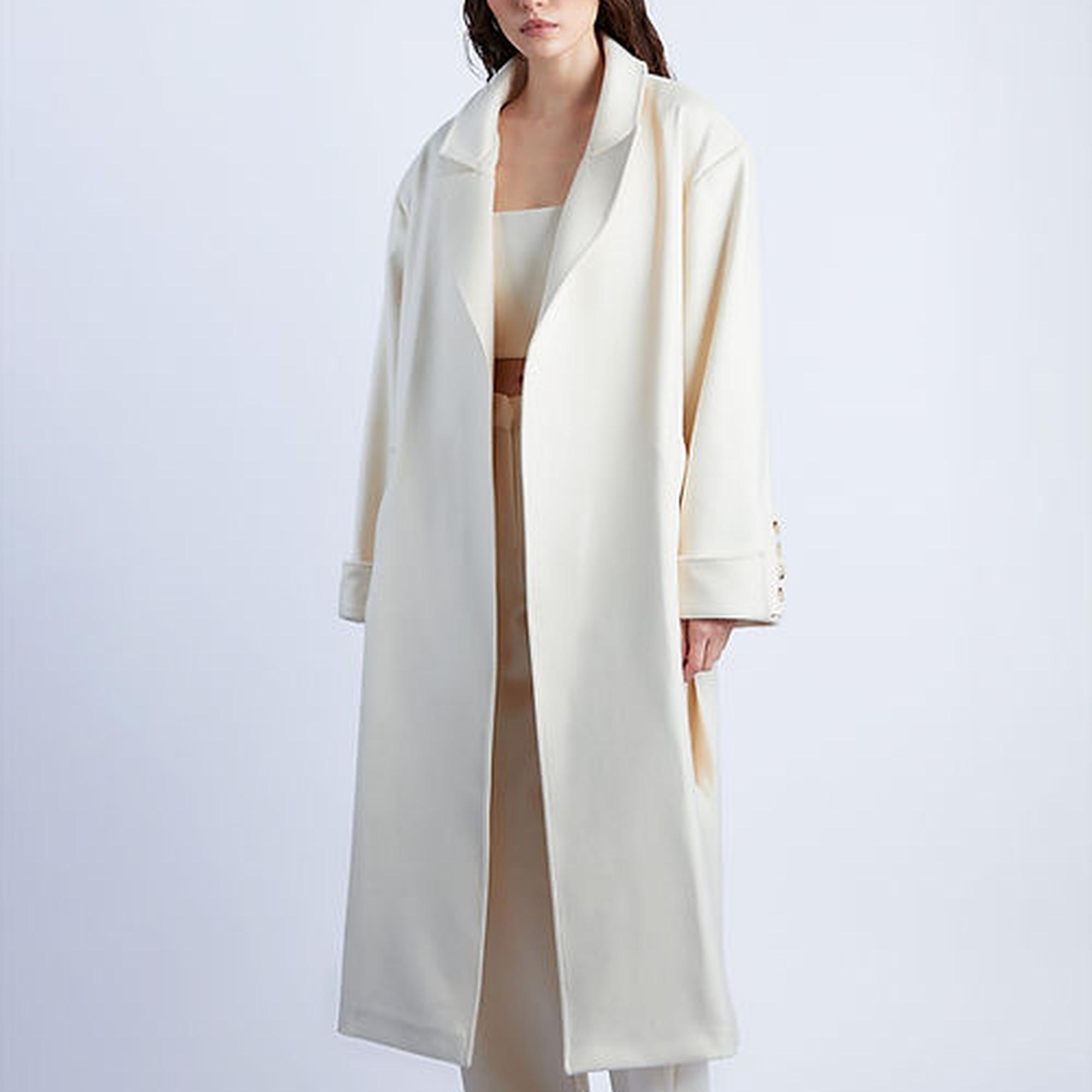 Wabi Sabi Kadın Ekru Rope Kaşmir Kaban