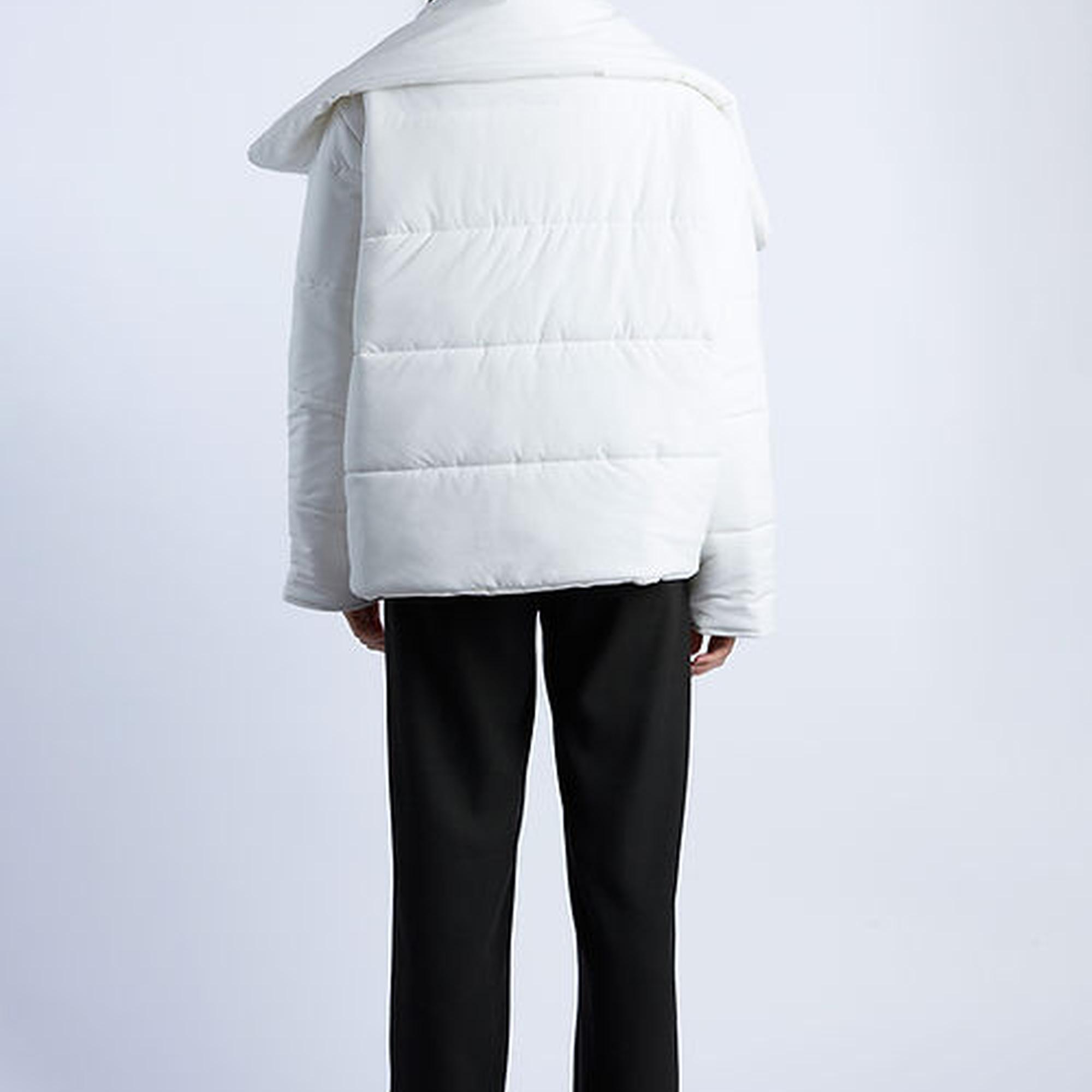 Wabi Sabi Kadın Beyaz Cozy Asimetrik Mont