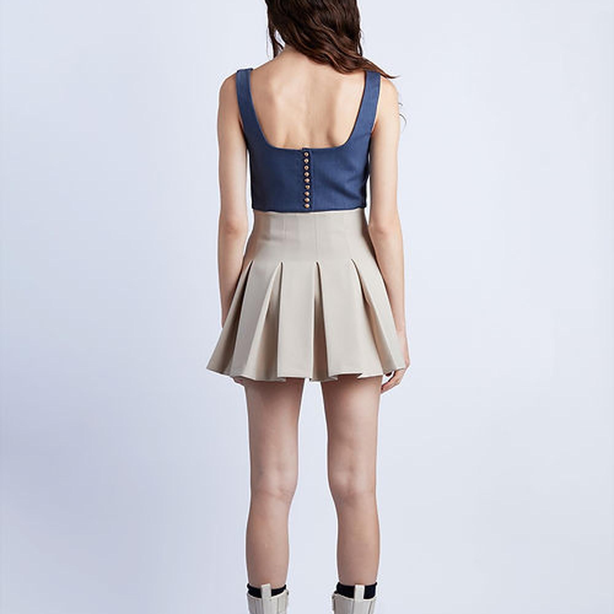 Wabi Sabi Kadın Bej Sail Pilikaşe Etek