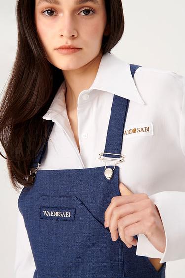  Wabi Sabi Kadın Mavi Keten Gioia Uzun Salopet