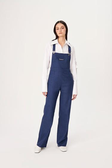  Wabi Sabi Kadın Mavi Keten Gioia Uzun Salopet