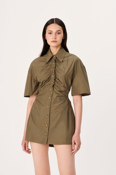  Wabi Sabi Kadın Haki Dorato Düğmeli Elbise