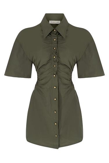  Wabi Sabi Kadın Haki Dorato Düğmeli Elbise