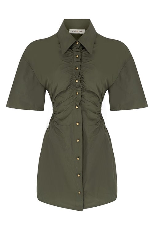  Wabi Sabi Kadın Haki Dorato Düğmeli Elbise