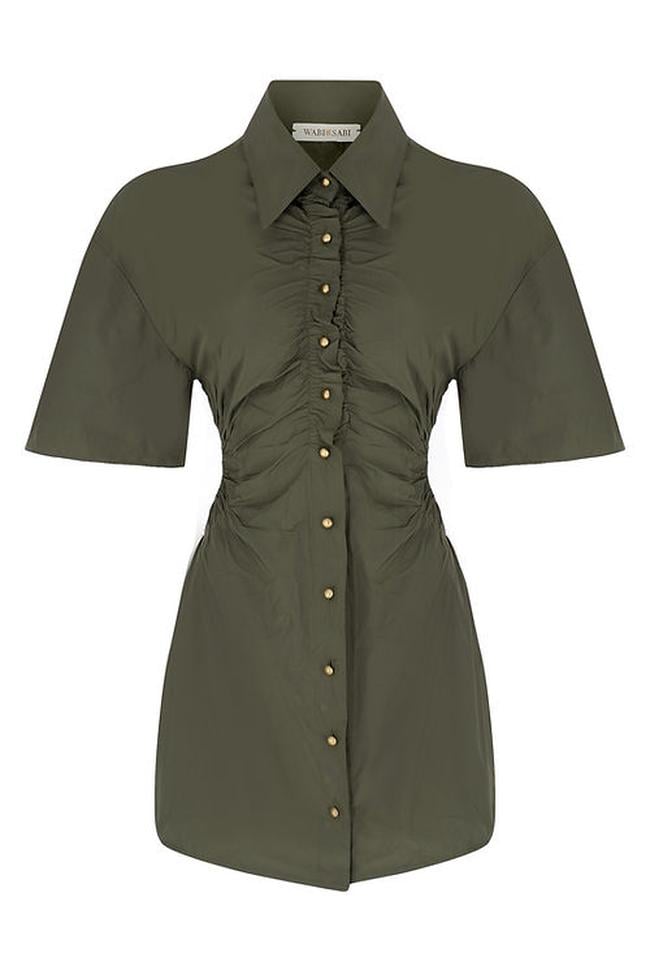  Wabi Sabi Kadın Haki Dorato Düğmeli Elbise