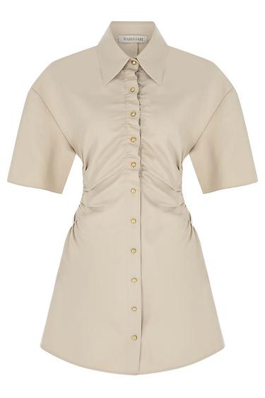  Wabi Sabi Kadın Bej Dorato Düğmeli Elbise