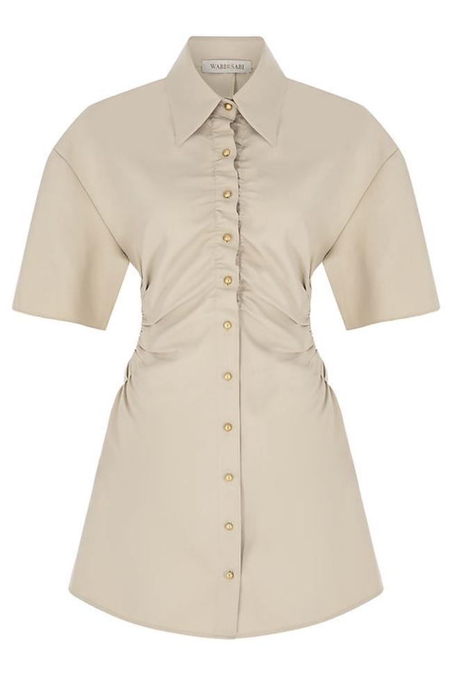  Wabi Sabi Kadın Bej Dorato Düğmeli Elbise