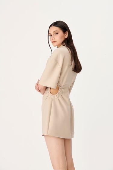  Wabi Sabi Kadın Bej Dorato Düğmeli Elbise