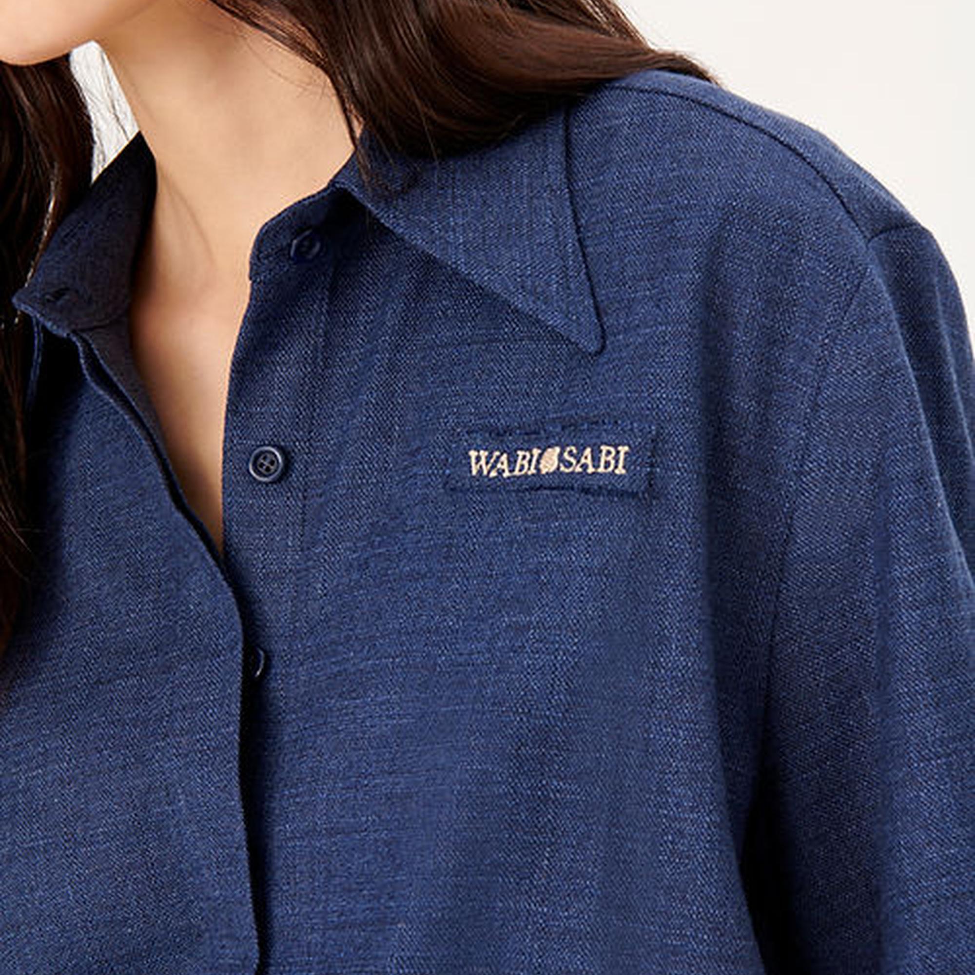 Wabi Sabi Kadın Mavi Keten Eterno Kısa Tulum