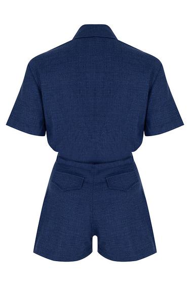  Wabi Sabi Kadın Mavi Keten Eterno Kısa Tulum