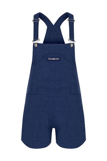  Wabi Sabi Kadın Mavi Keten Gioia Kısa Salopet