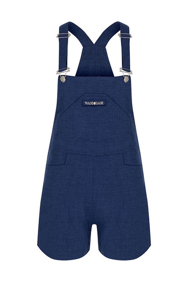  Wabi Sabi Kadın Mavi Keten Gioia Kısa Salopet