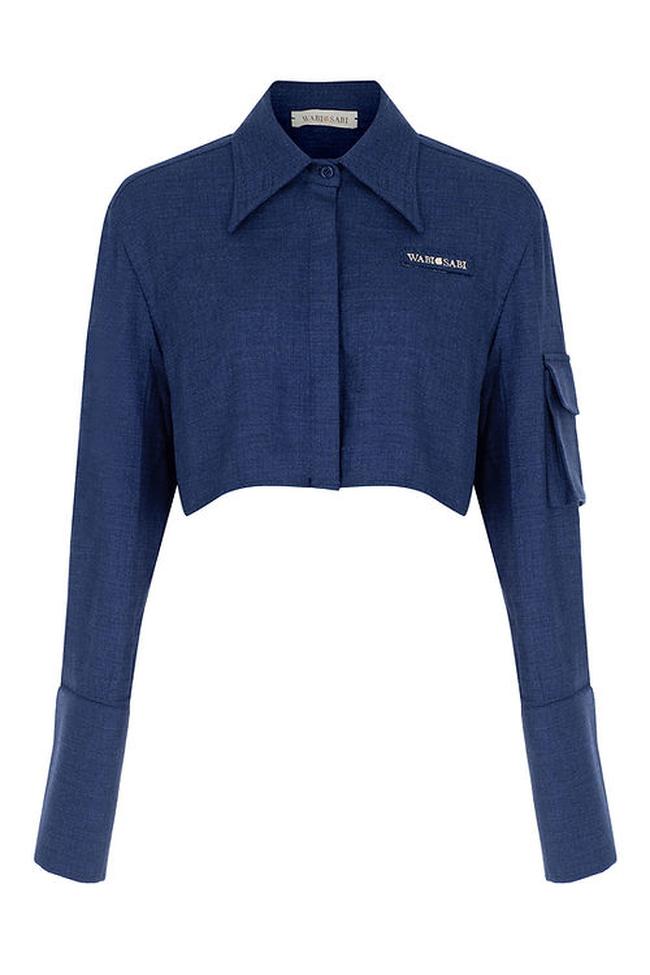  Wabi Sabi Kadın Mavi Keten Vento Gömlek