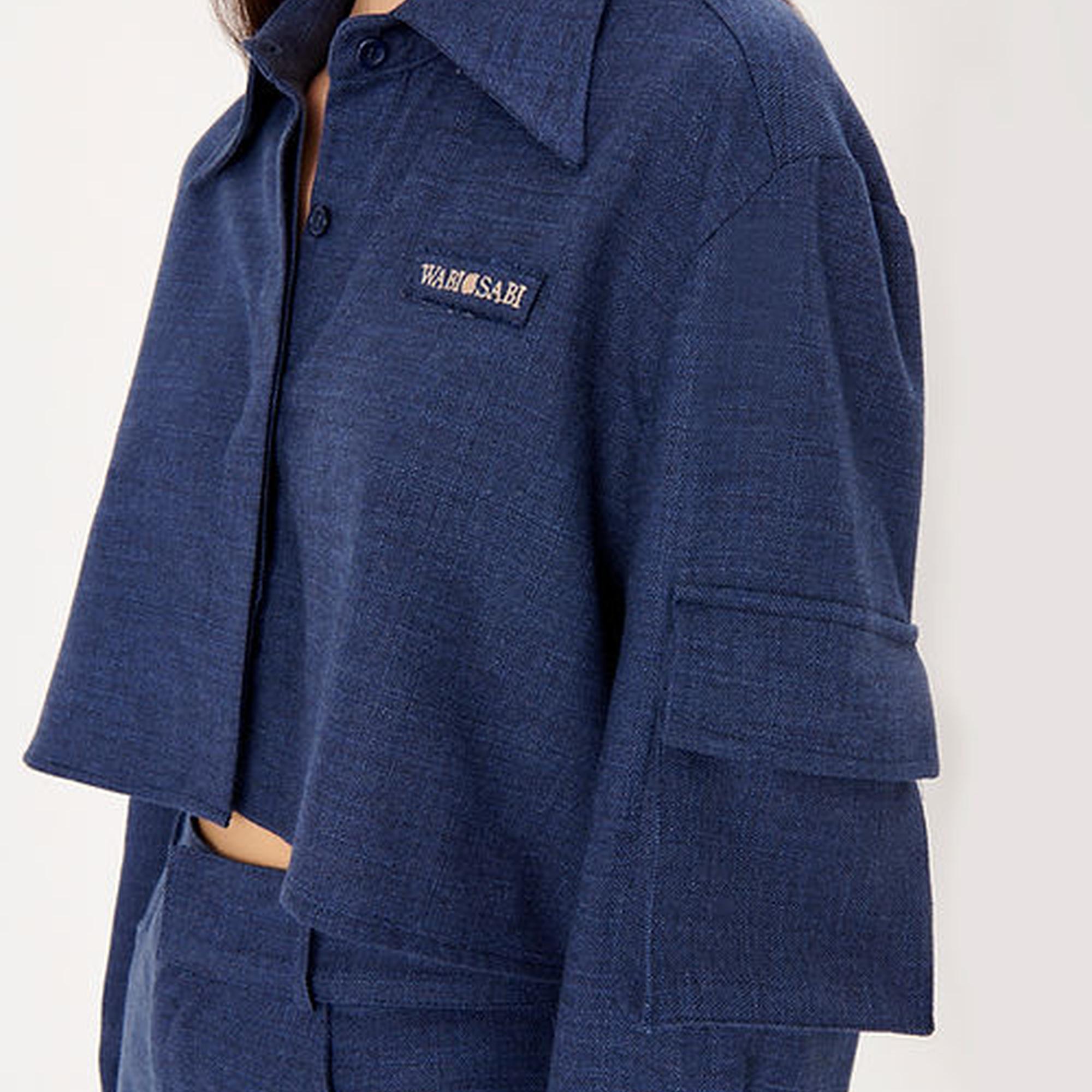 Wabi Sabi Kadın Mavi Keten Vento Gömlek