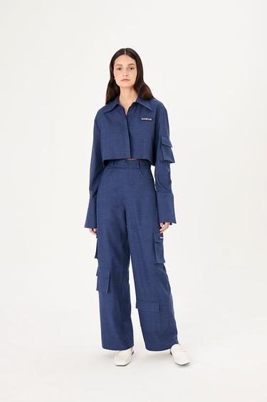  Wabi Sabi Kadın Mavi Keten Vento Gömlek