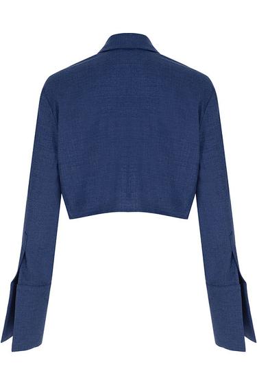  Wabi Sabi Kadın Mavi Keten Vento Gömlek