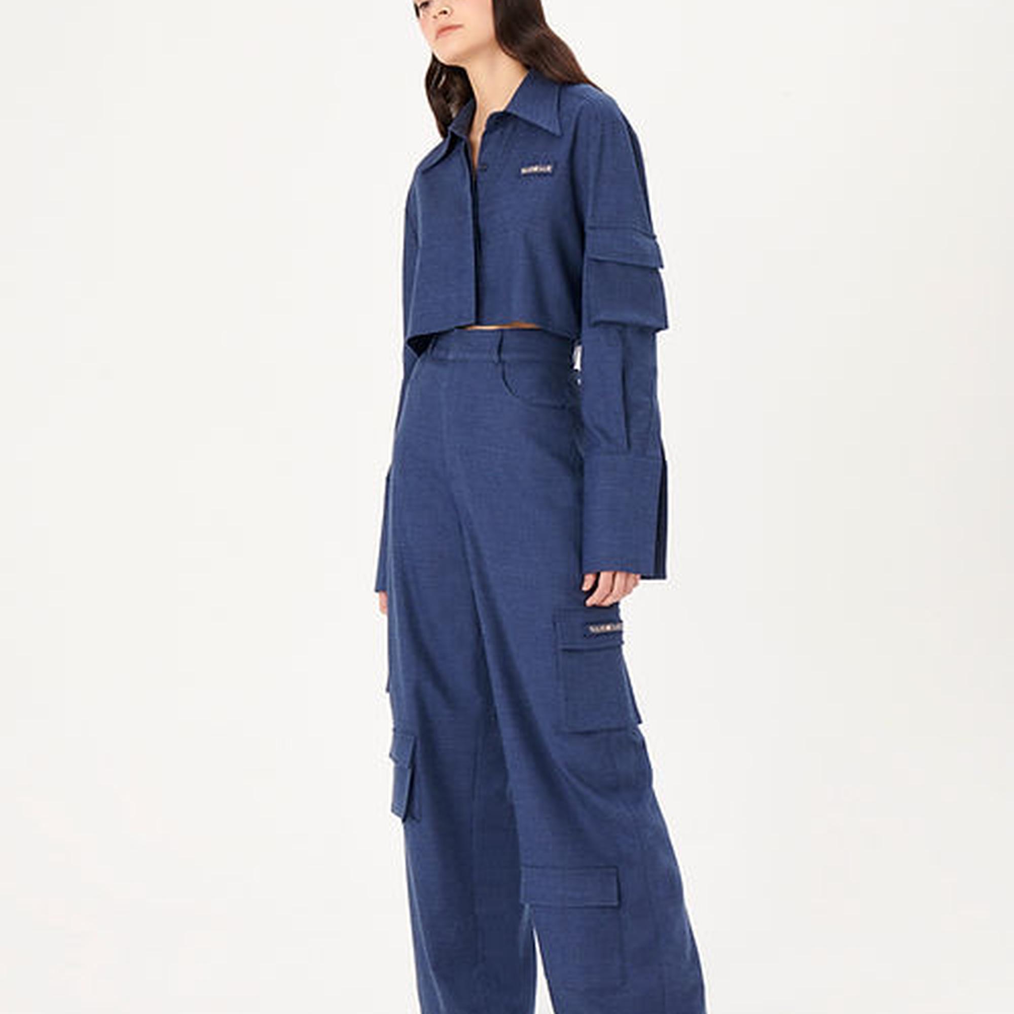 Wabi Sabi Kadın Mavi Keten Vento Pantolon