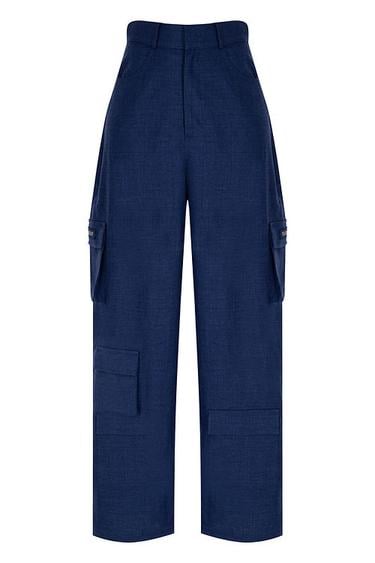  Wabi Sabi Kadın Mavi Keten Vento Pantolon