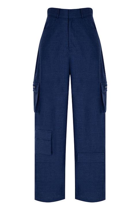  Wabi Sabi Kadın Mavi Keten Vento Pantolon