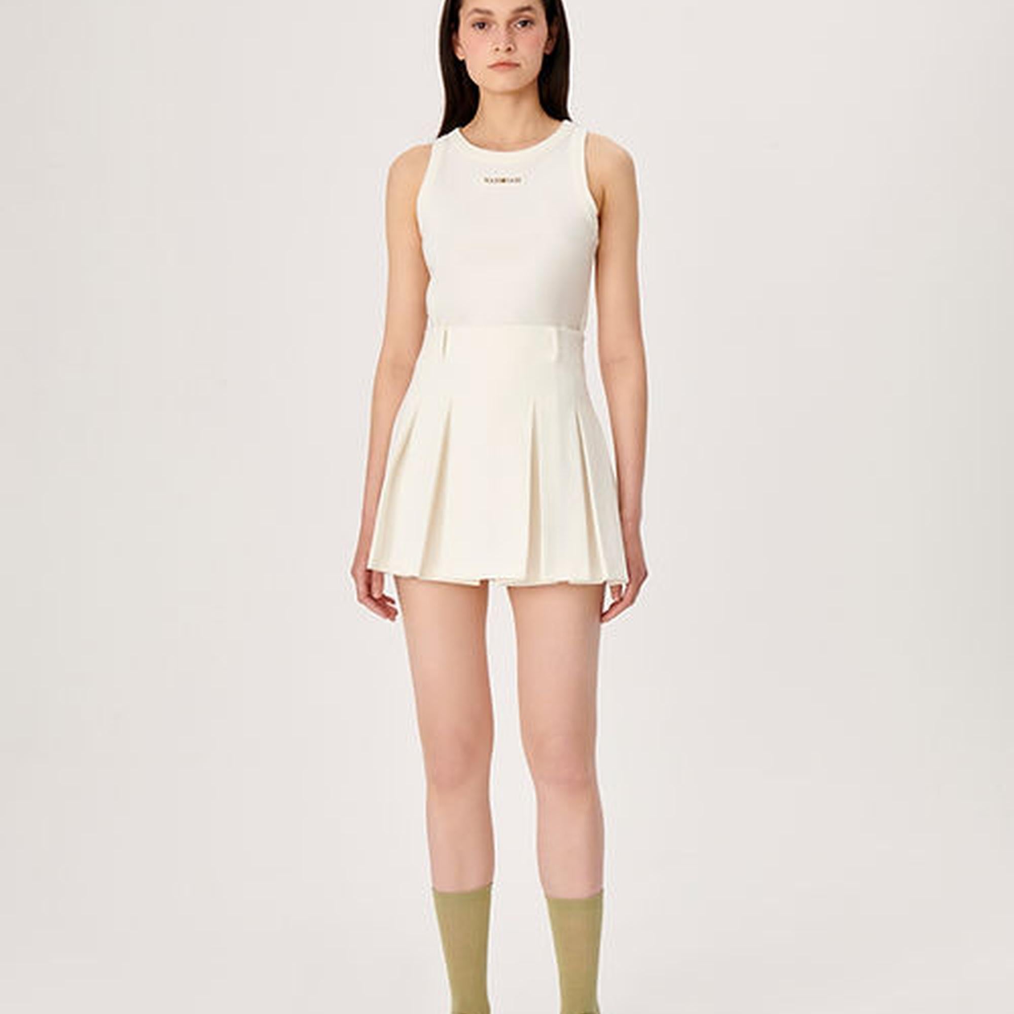 Wabi Sabi Kadın Ekru Sail Pilikaşeli Etek