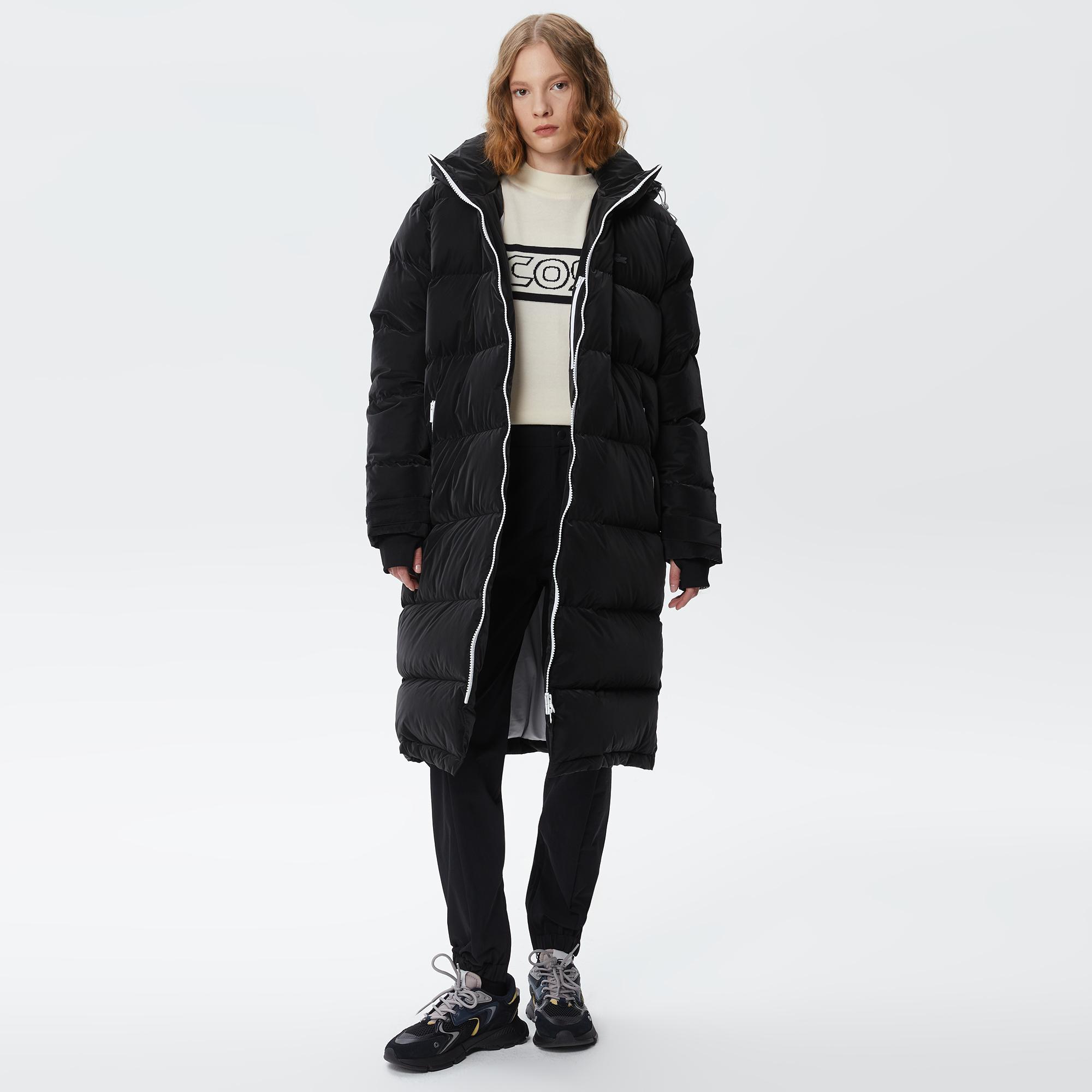 Kadın Kapüşonlu Kapitone Siyah Mont