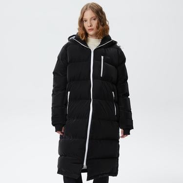  Kadın Kapüşonlu Kapitone Siyah Mont