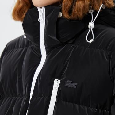  Kadın Kapüşonlu Kapitone Siyah Mont