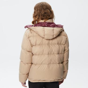  Lacoste Kapüşonlu Kapitone Kadın Bej Mont
