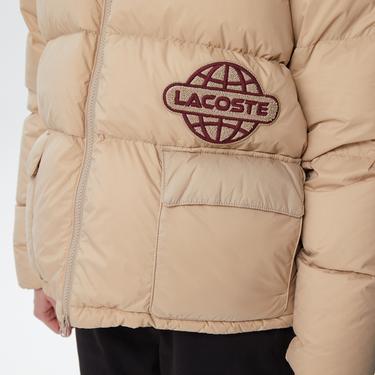  Lacoste Kapüşonlu Kapitone Kadın Bej Mont