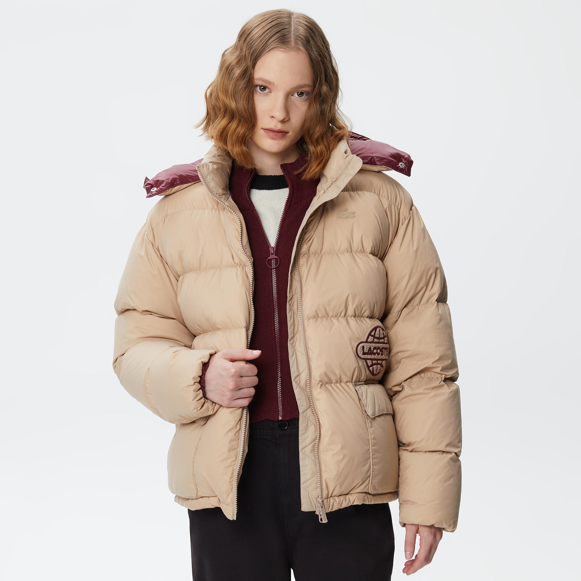 Lacoste Kapüşonlu Kapitone Kadın Bej Mont