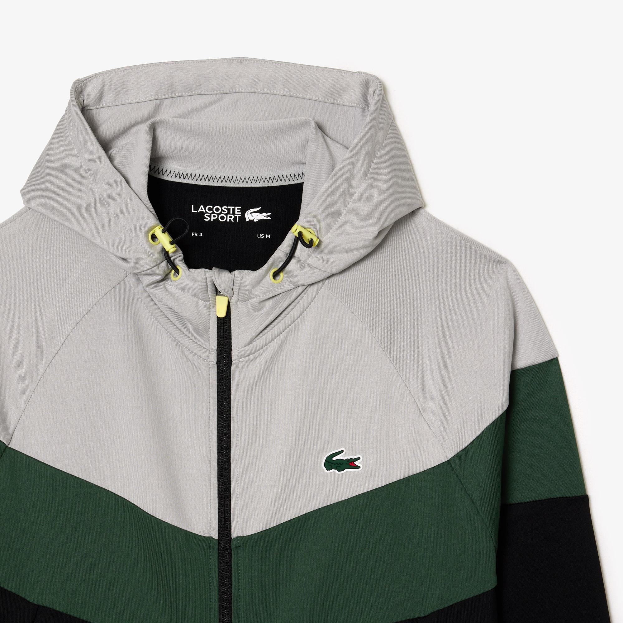 Active Erkek Kapüşonlu Renk Bloklu Siyah Sweatshirt