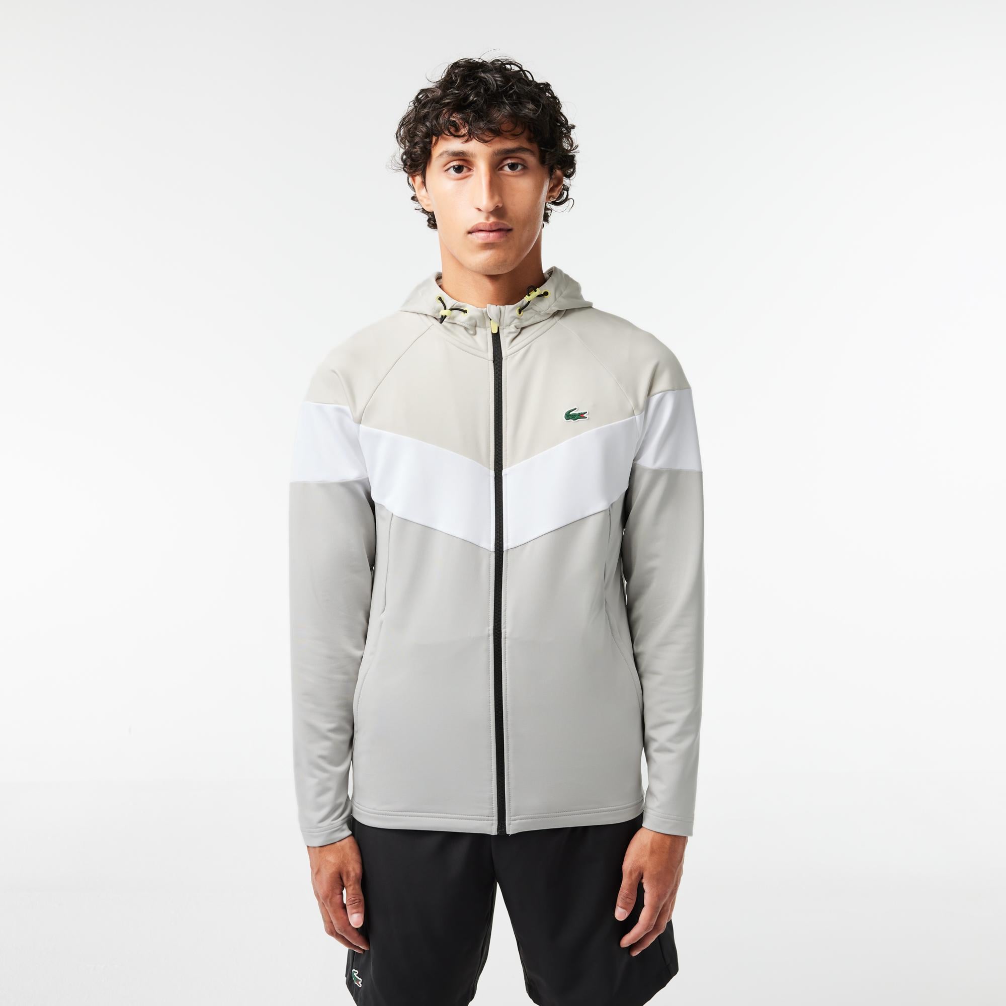 Active Erkek Kapüşonlu Renk Bloklu Gri Sweatshirt